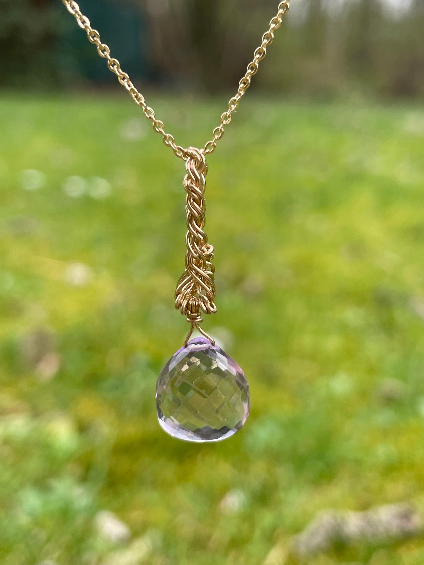 Vergoldeter Punker Amethyst Anhänger 14k Gold filled