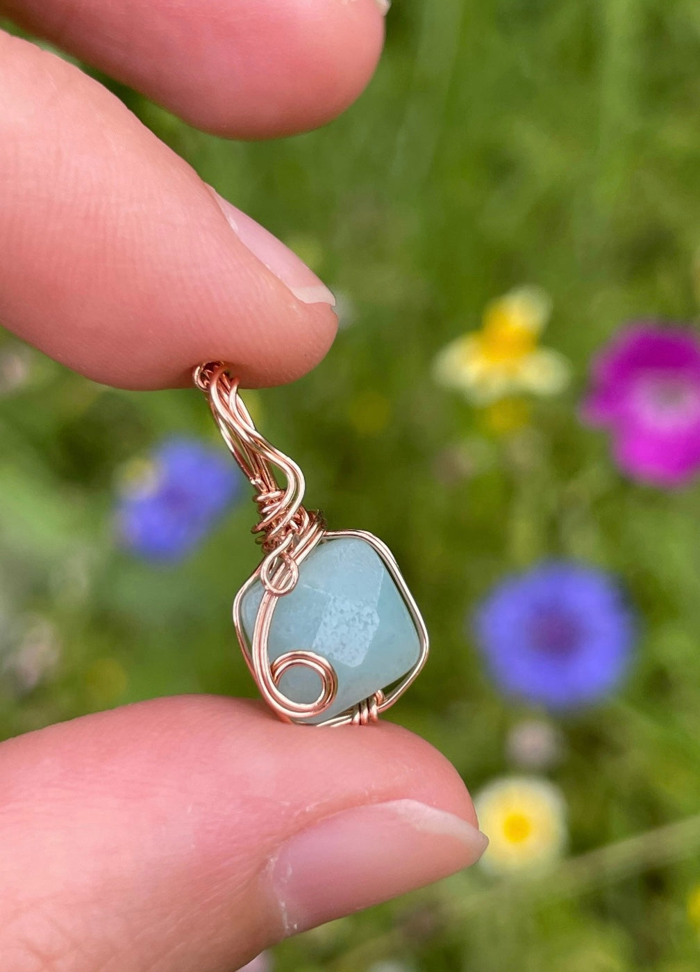 Aquamarin Anhänger 14k rose gold gefüllt