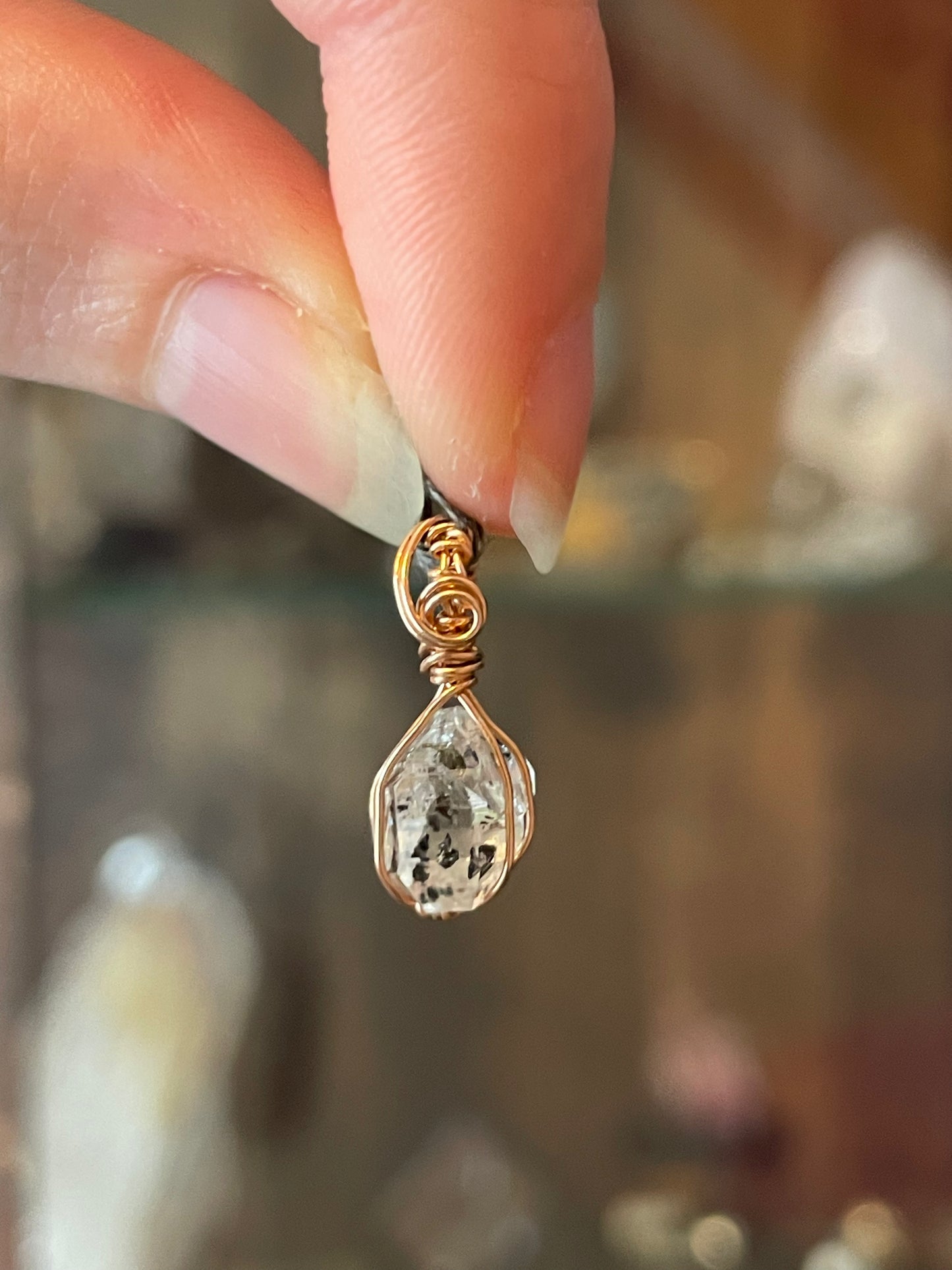 Herkimer Diamand Anhänger 14k rose gold gefüllt