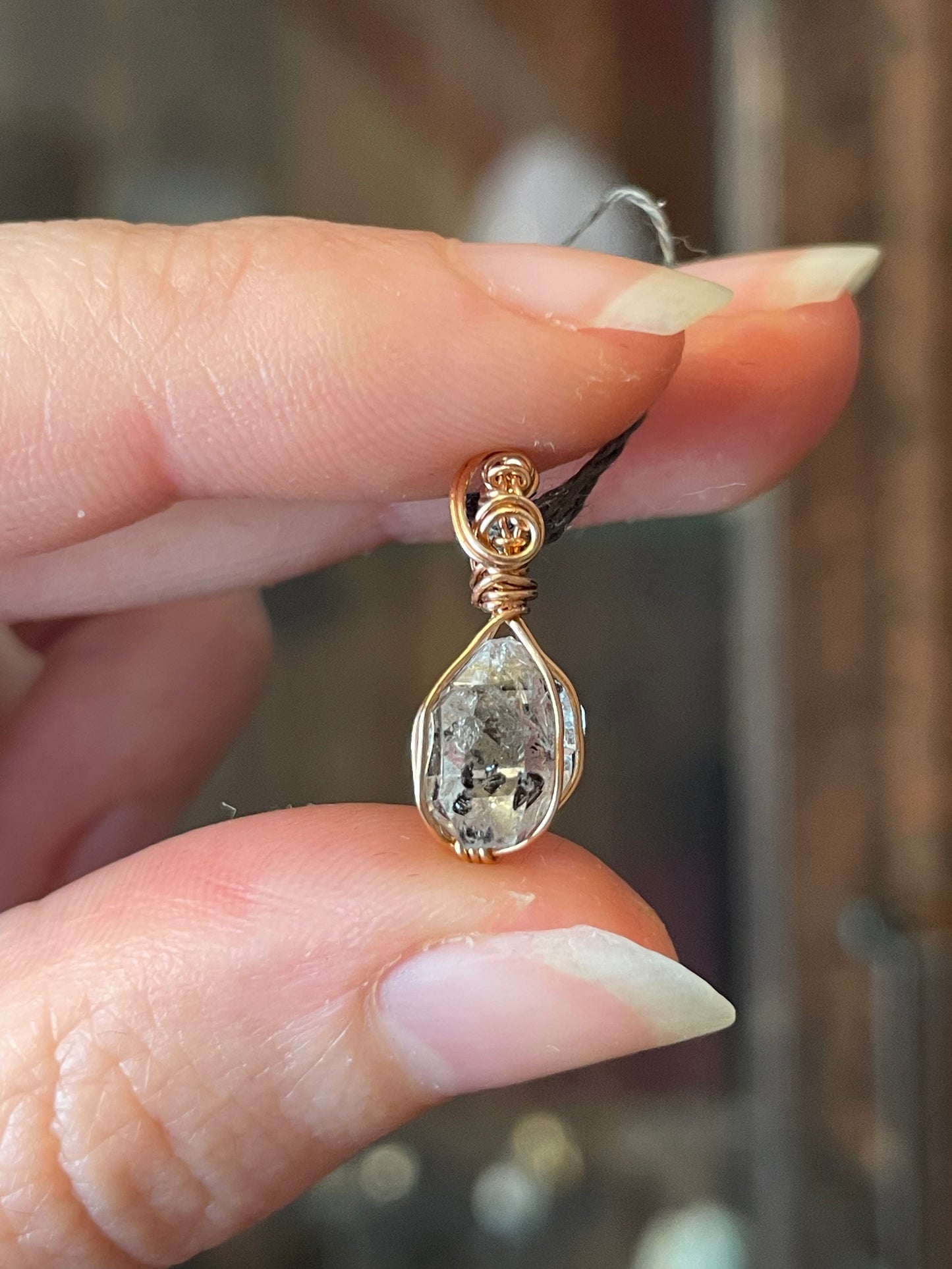 Herkimer Diamand Anhänger 14k rose gold gefüllt