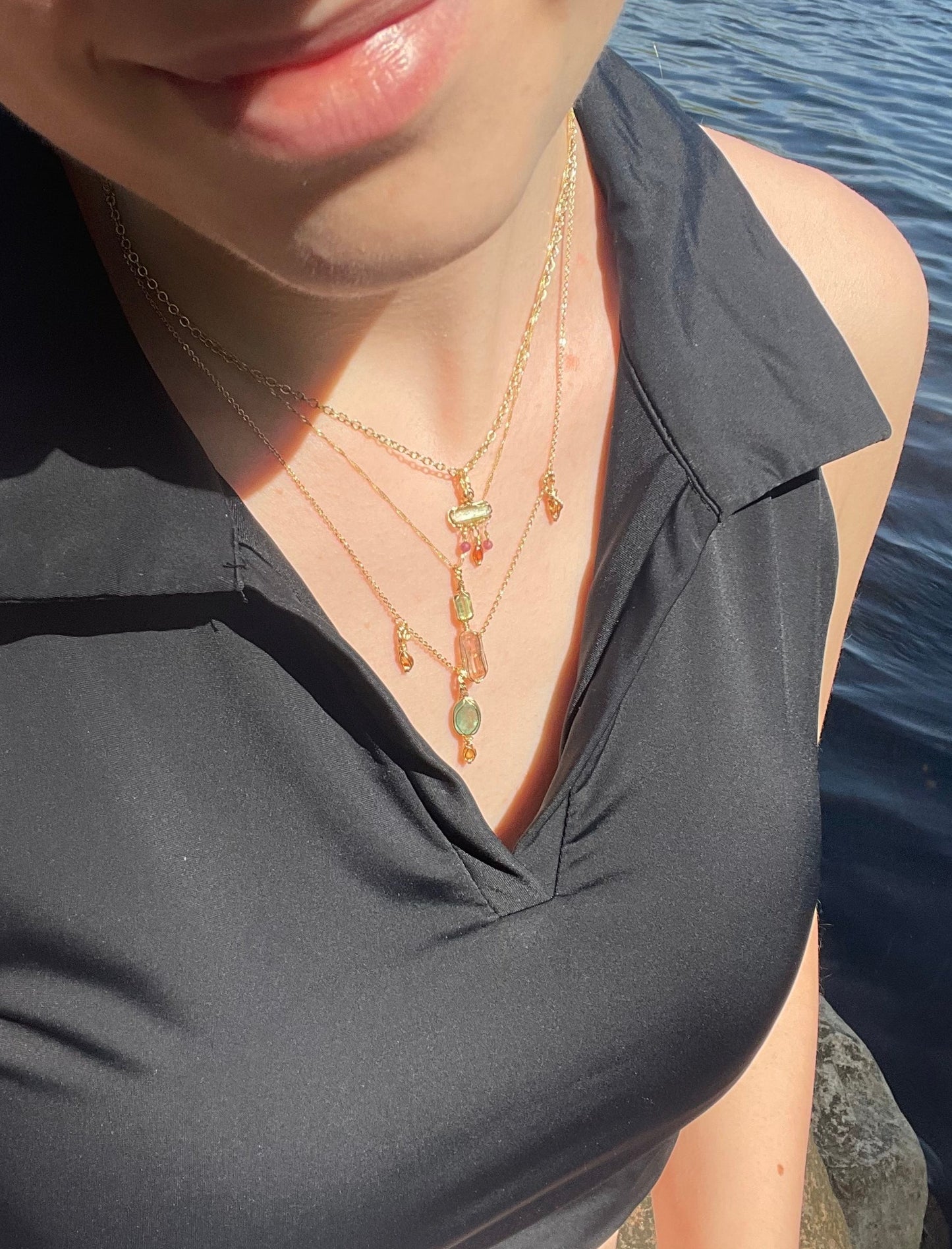 Smaragd und Saphir Kette 14 karat vergoldet