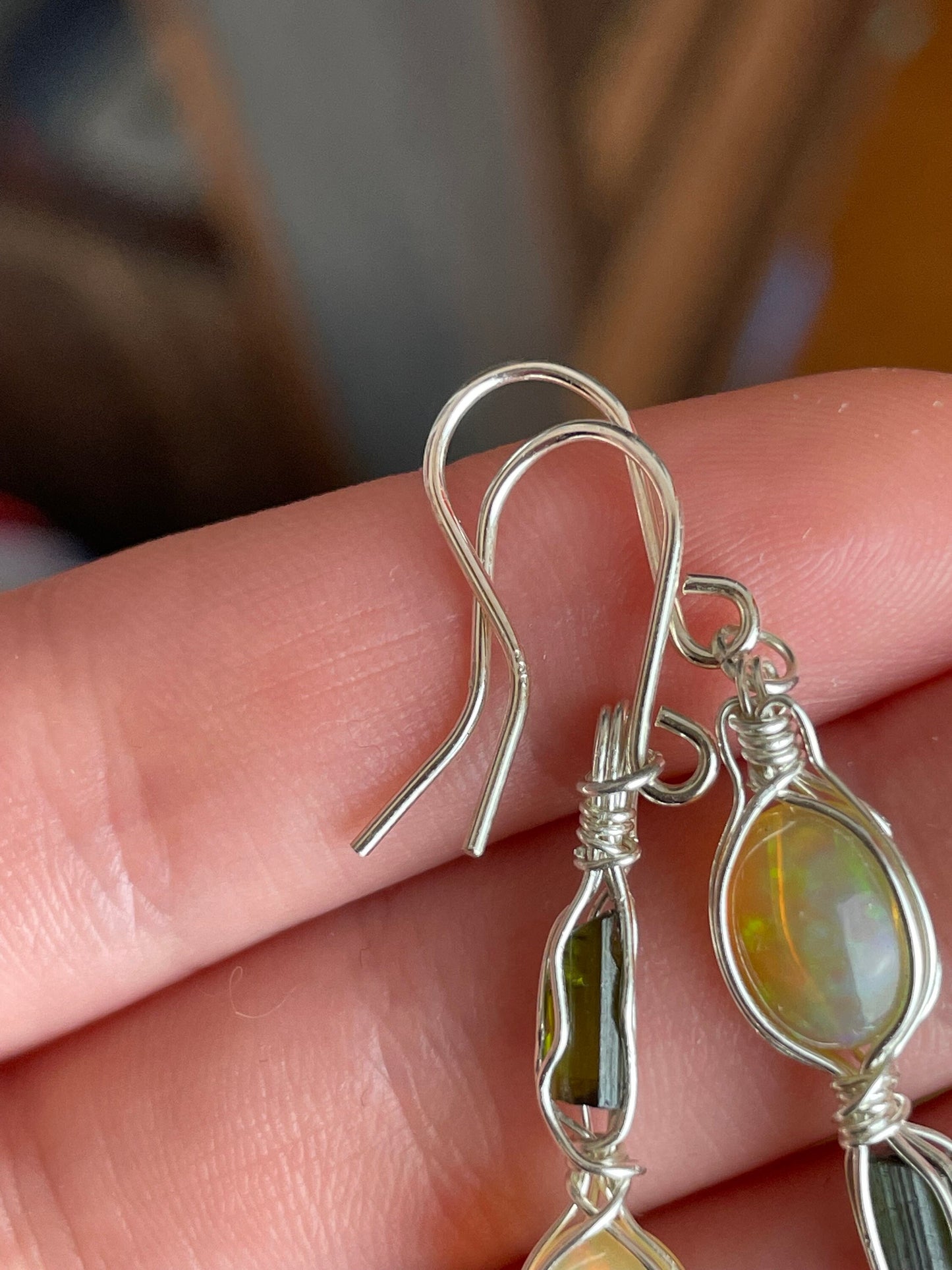 Ethiopian Opal x grüner Turmalin Ohrringe 925 Silber