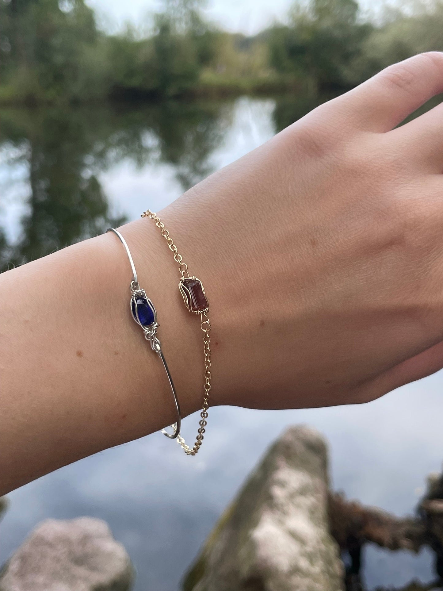 Elegantes blaues Saphir Armband in 925 Silber