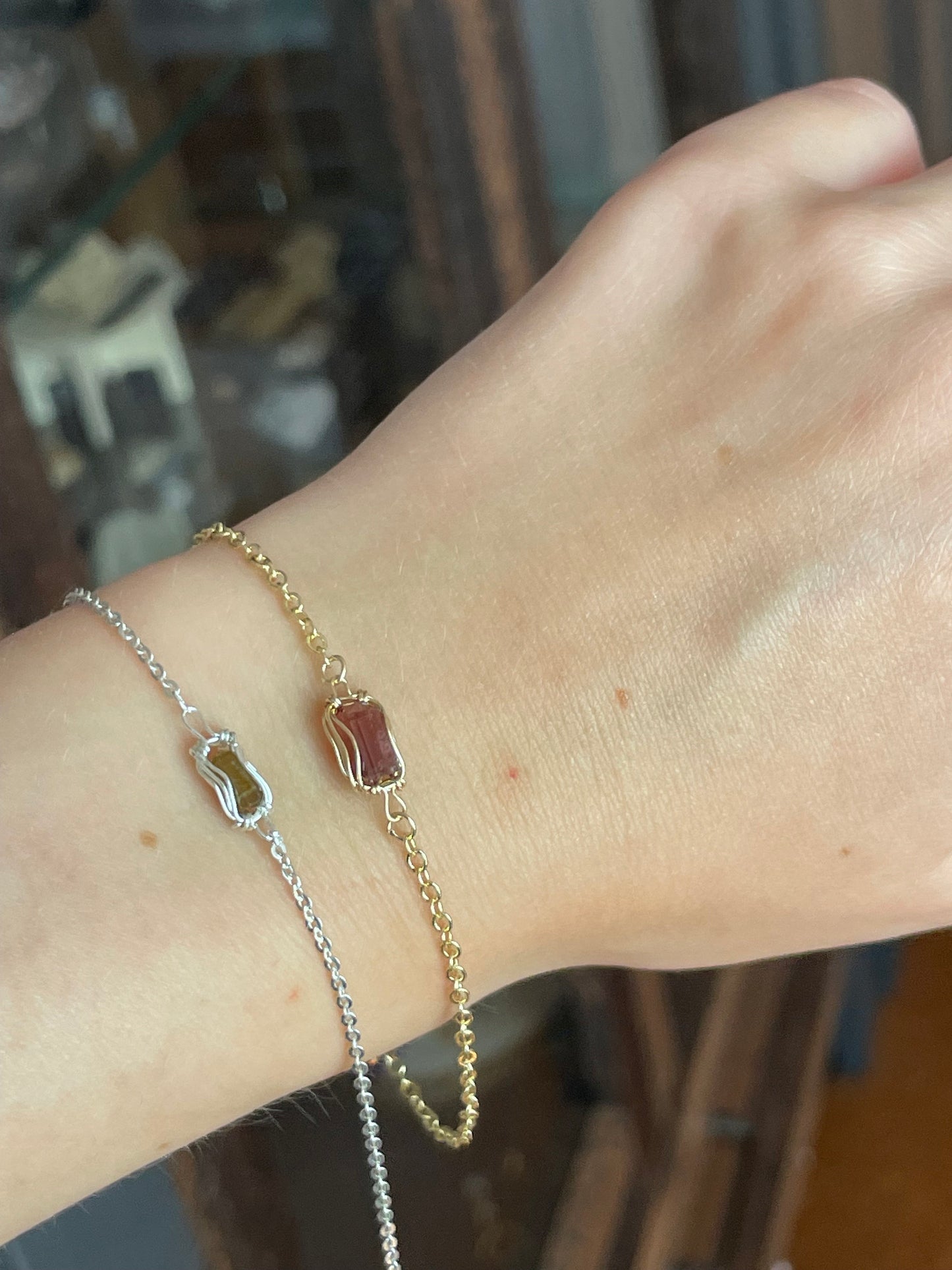 Turmalin Armbänder pinker oder grüner Turmalin 925 Silber oder 14k gold gefüllt