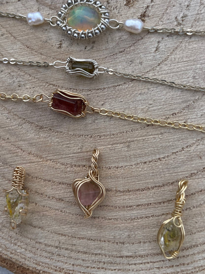 Herz Anhänger pinker Turmalin in 14k gold gefüllt