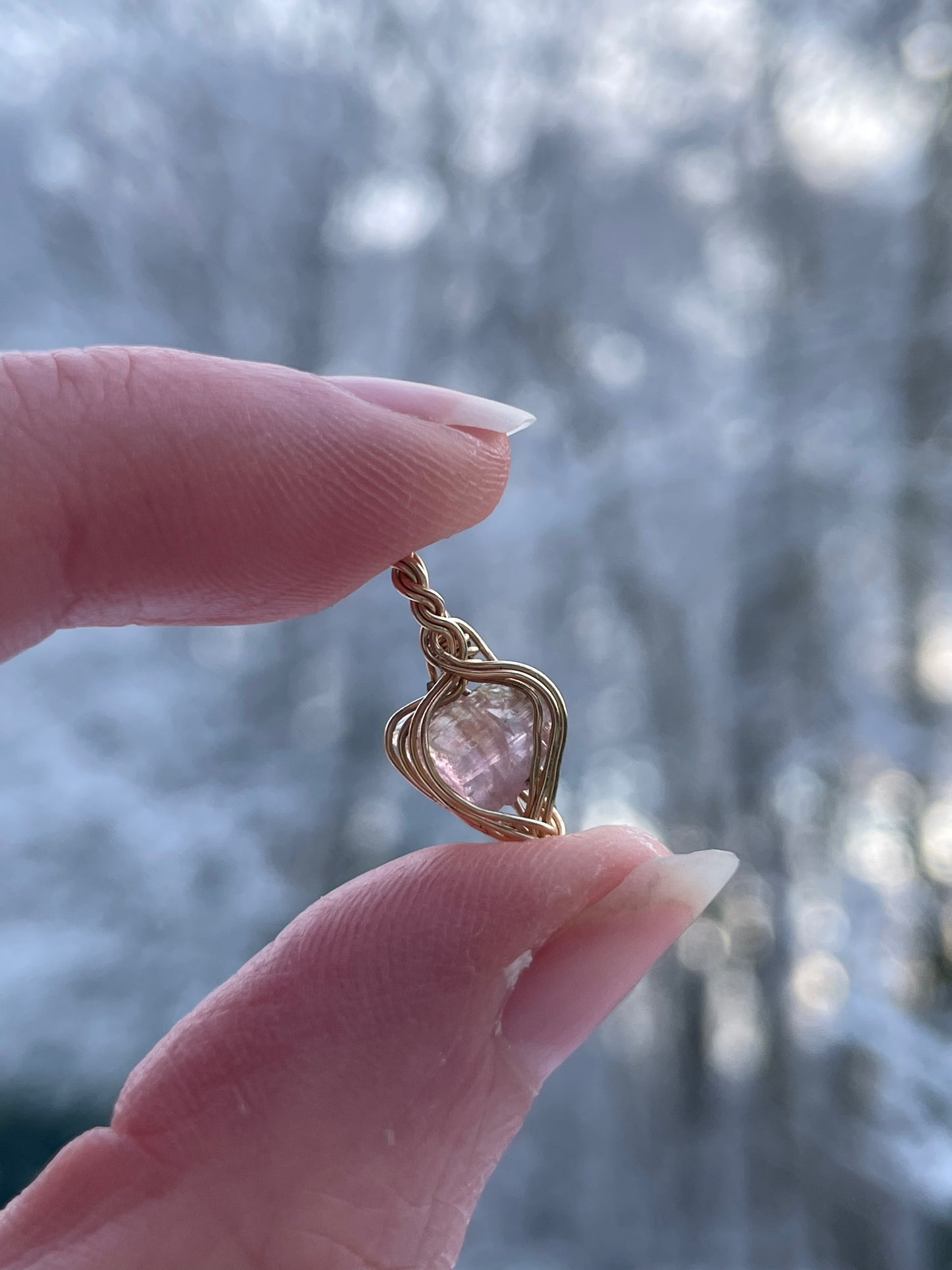Herz Anhänger pinker Turmalin in 14k gold gefüllt