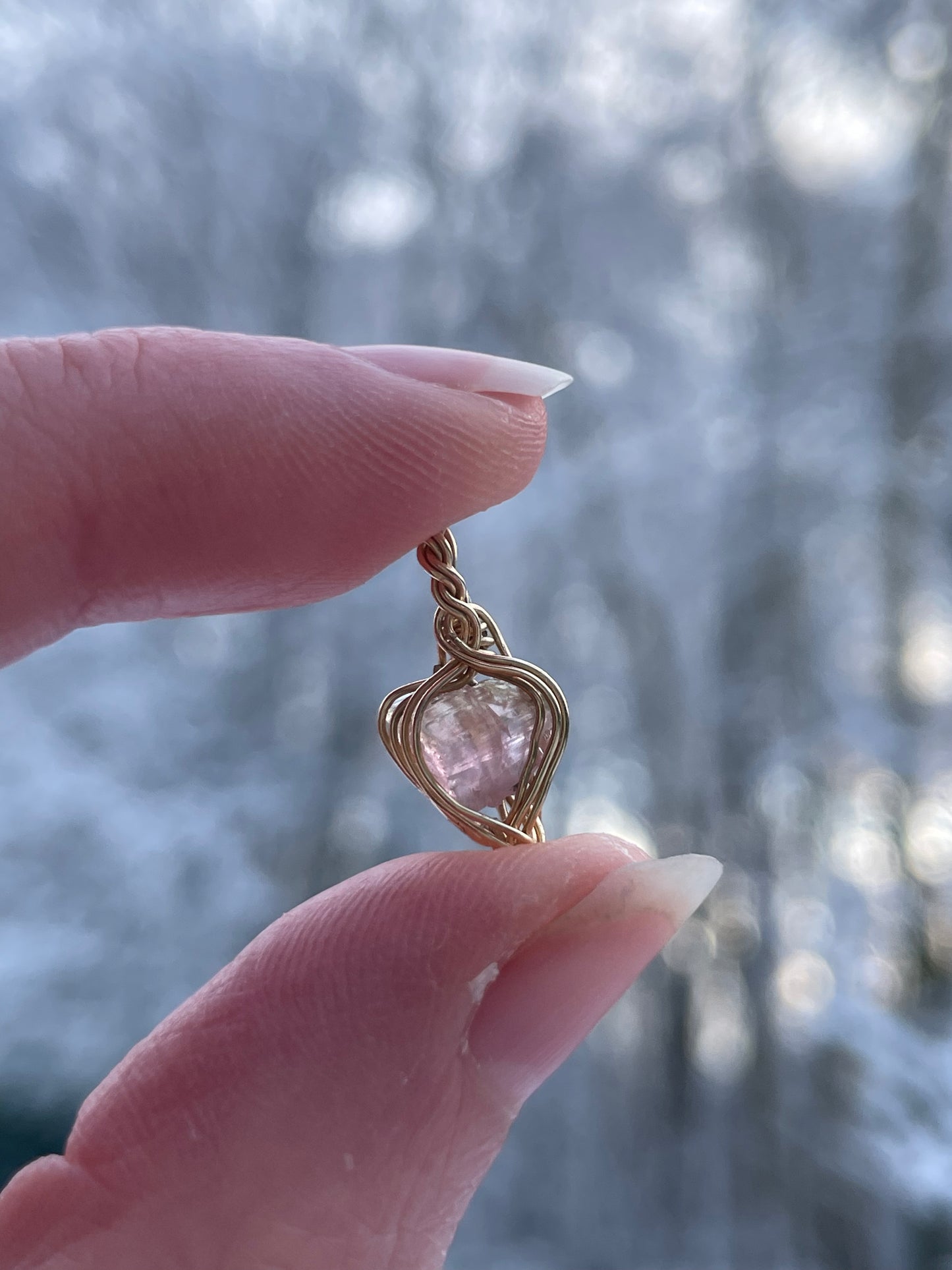 Herz Anhänger pinker Turmalin in 14k gold gefüllt
