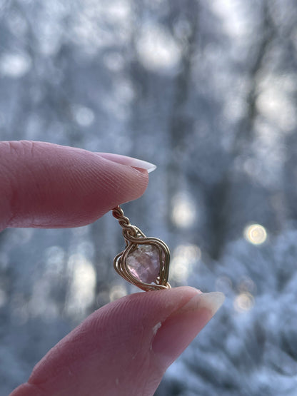 Herz Anhänger pinker Turmalin in 14k gold gefüllt