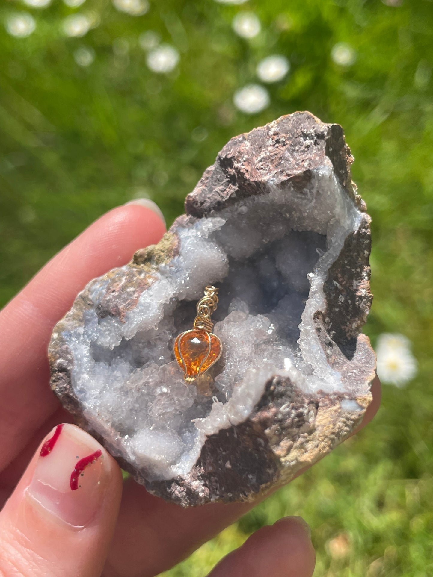 orangener Spessartin Granat Herz Anhänger 1.14ct aus 750 Gold