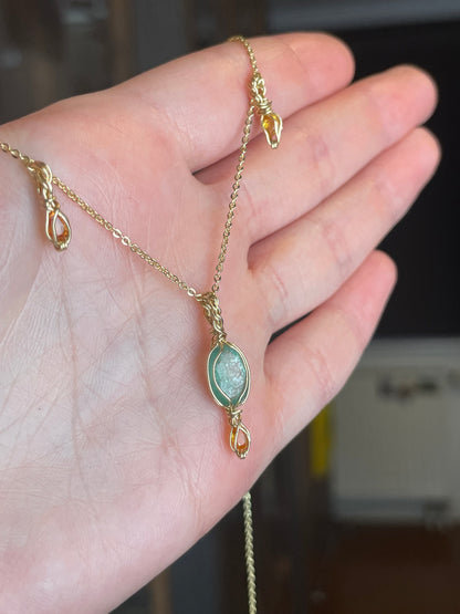 Smaragd und Saphir Kette 14 karat vergoldet