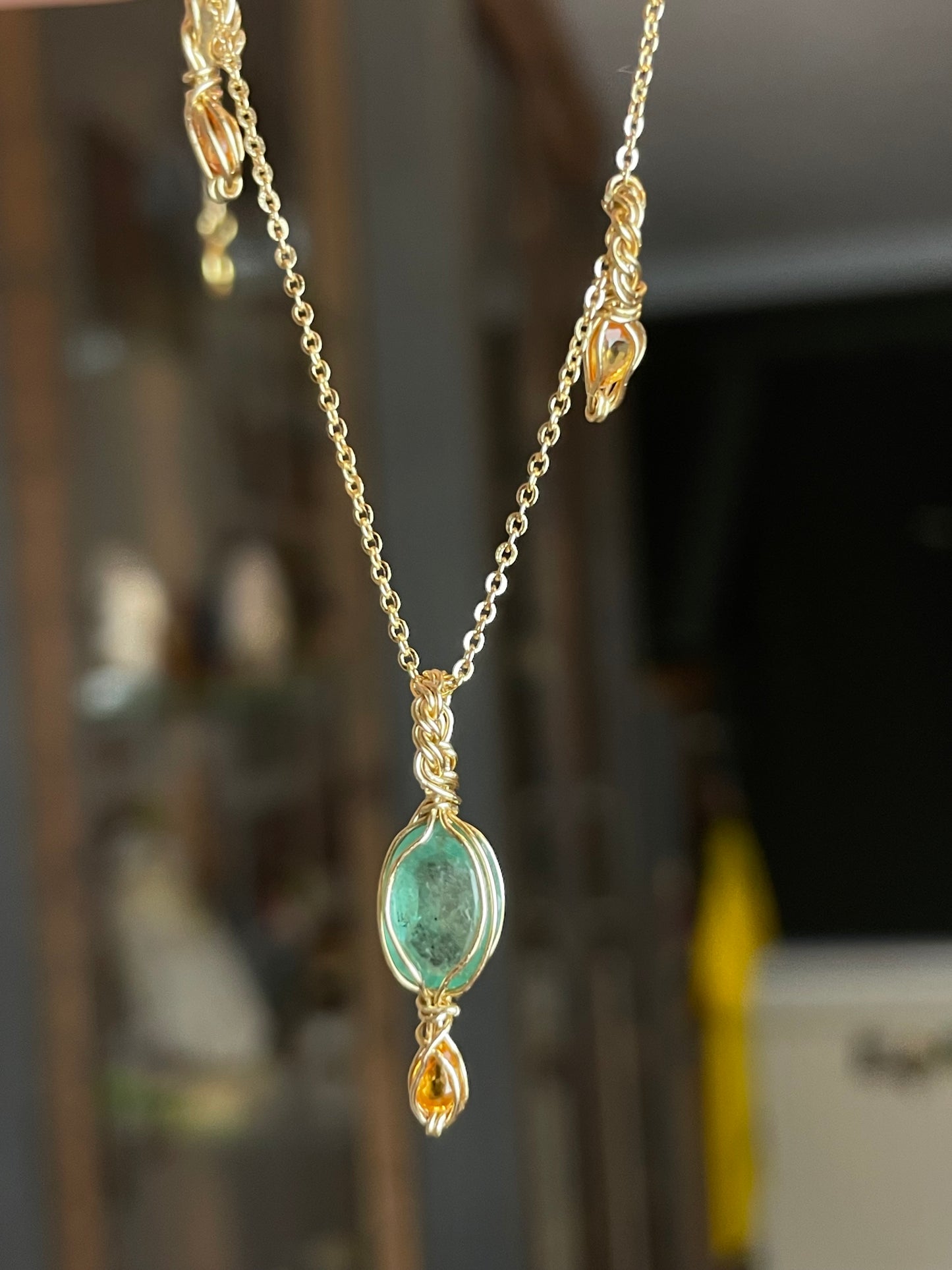 Smaragd und Saphir Kette 14 karat vergoldet
