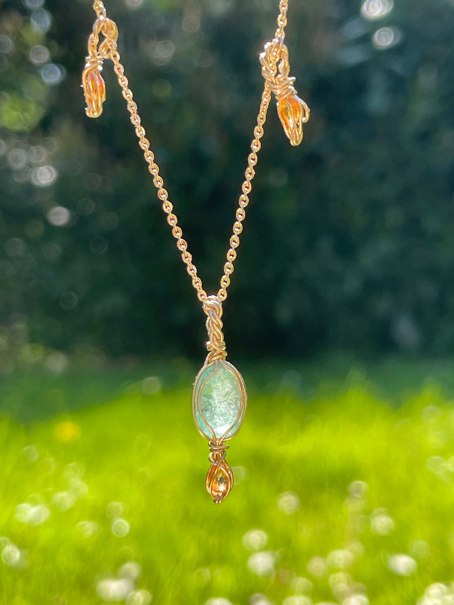 Smaragd und Saphir Kette 14 karat vergoldet