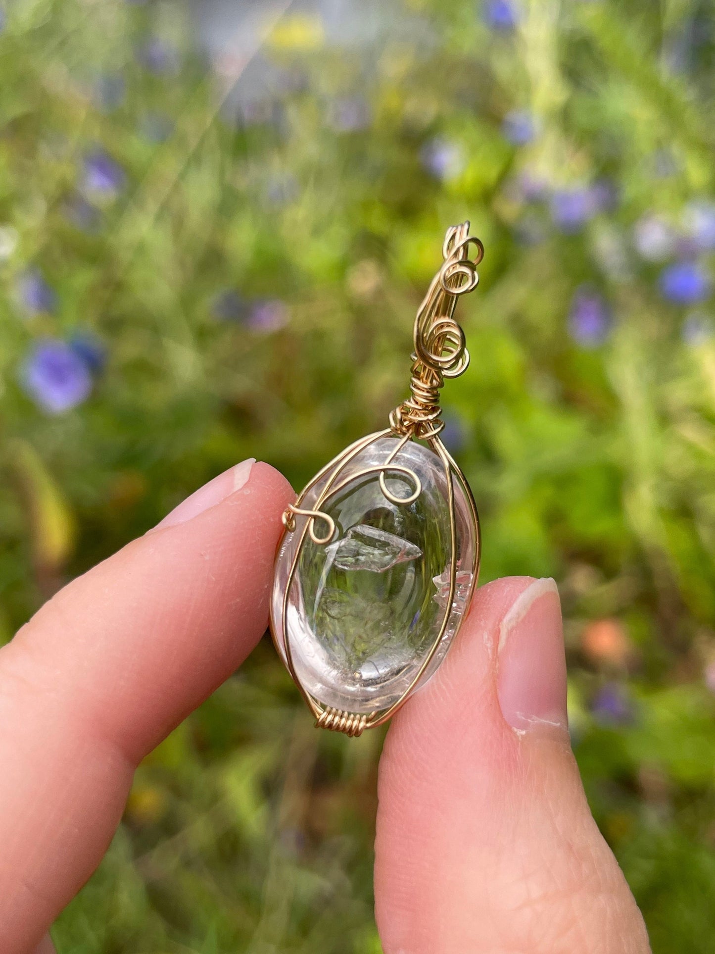 Enhydro Quarz Anhänger in 14k gold gefüllt